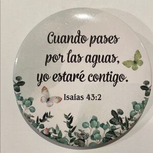 Inspirational Spanish Key Holder/Bag Charm/Mirror with Floral Design NWT